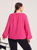 Plus Cut Out Lantern Sleeve Blouse