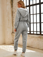 Zip Up Drop Shoulder Hooded Jumpsuit