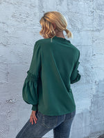Frill Tie Neck Lantern Sleeve Blouse