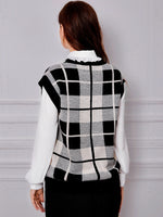 Plaid Pattern Sweater Vest Without Blouse