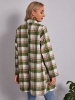 Plaid Lapel Collar Double Breasted Overcoat