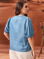 Plus Floral Print Lantern Sleeve Blouse