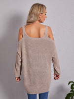 Cold Shoulder Solid Sweater Without Belt