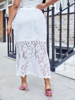 Plus 1pc High Waist Guipure Lace Skirt