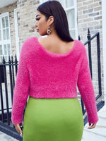 Plus Chain Detail Cut Out Crop Sweater