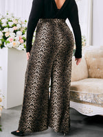 SBetro Plus High Waist Snakeskin Print Wide Leg Pants