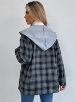 Plaid Drop Shoulder Hooded Coat