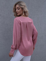 Lantern Sleeve Single Breasted Blouse