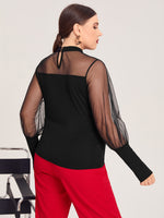 Plus Mesh Panel Stand Neck Top