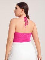 Plus Tie Backless Hanky Hem Halter Top