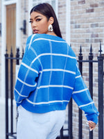 Plus Plaid Pattern Drop Shoulder Sweater
