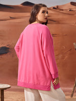 Plus Patched Pocket Raglan Sleeve Split Hem Pullover