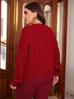 Plus Cable Knit Drop Shoulder Sweater