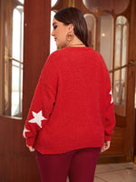Plus Star Pattern Drop Shoulder Sweater