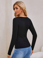 Ribbed Knit V Neck Tee