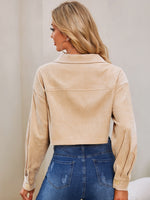 Flap Detail Drop Shoulder Corduroy Jacket