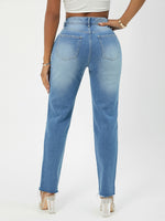 Slant Pocket Ripped Raw Cut Jeans