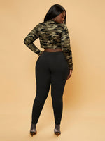 Plus Camo Print Crop Tee
