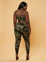 Plus Camo Print Crop Cami Top & Leggings