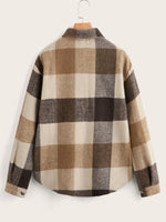 Buffalo Plaid Pocket Front Blouse