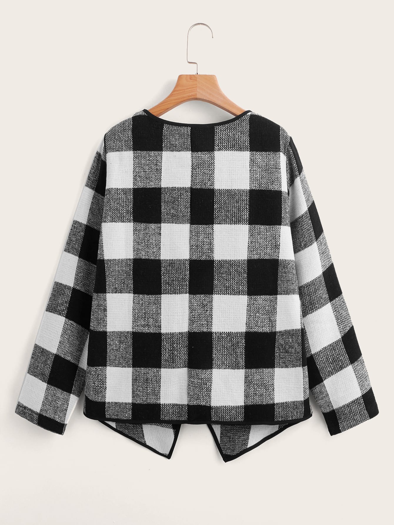 Buffalo Plaid Waterfall Collar Coat