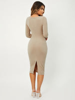 Notched Split Back Bodycon Dress
