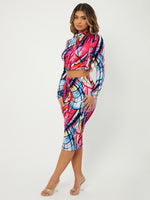 Allover Print Crop Top & Pencil Skirt