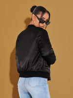 Slant Pockets Zip Up Bomber Jacket