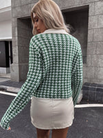 Houndstooth Pattern Polo Neck Sweater