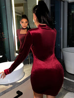 Cut Out Velvet Bodycon Dress