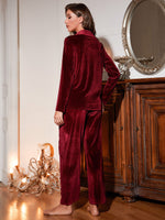 Lapel Collar Velvet PJ Set