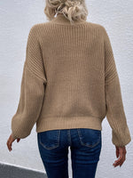 Drop Shoulder Mock Neck Sweater