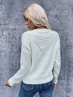 Drop Shoulder Cable & Pointelle Knit Sweater