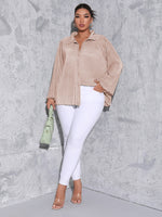 Plus Solid Lettuce Trimed Blouse