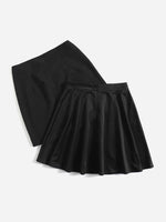 1pc Solid Flare Skirt & 1pc Straight Skirt