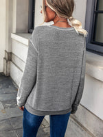 Guipure Lace Appliques Top-stitching Drop Shoulder Sweatshirt