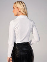 Solid Ruched Crop Blouse