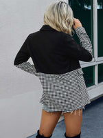 Houndstooth Lapel Neck Double Breasted Overcoat
