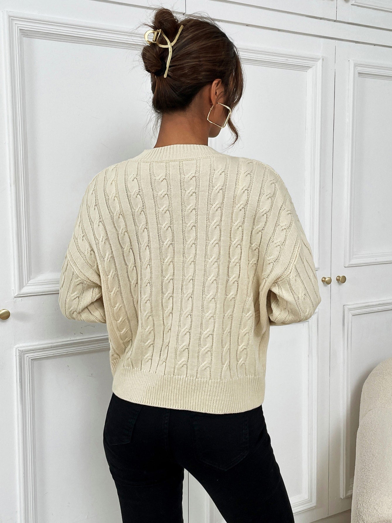 Cable Knit Drop Shoulder Sweaters