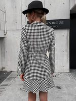 Houndstooth Print Shawl Collar Blazer