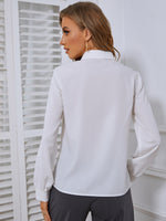 Keyhole Neck Lantern Sleeve Blouse