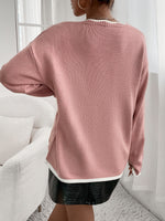 Contrast Trim Drop Shoulder Sweater
