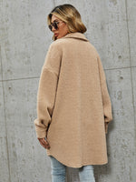 Flap Detail Drop Shoulder Teddy Coat