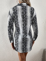 Snakeskin Print Drop Shoulder Blouse Without Belt