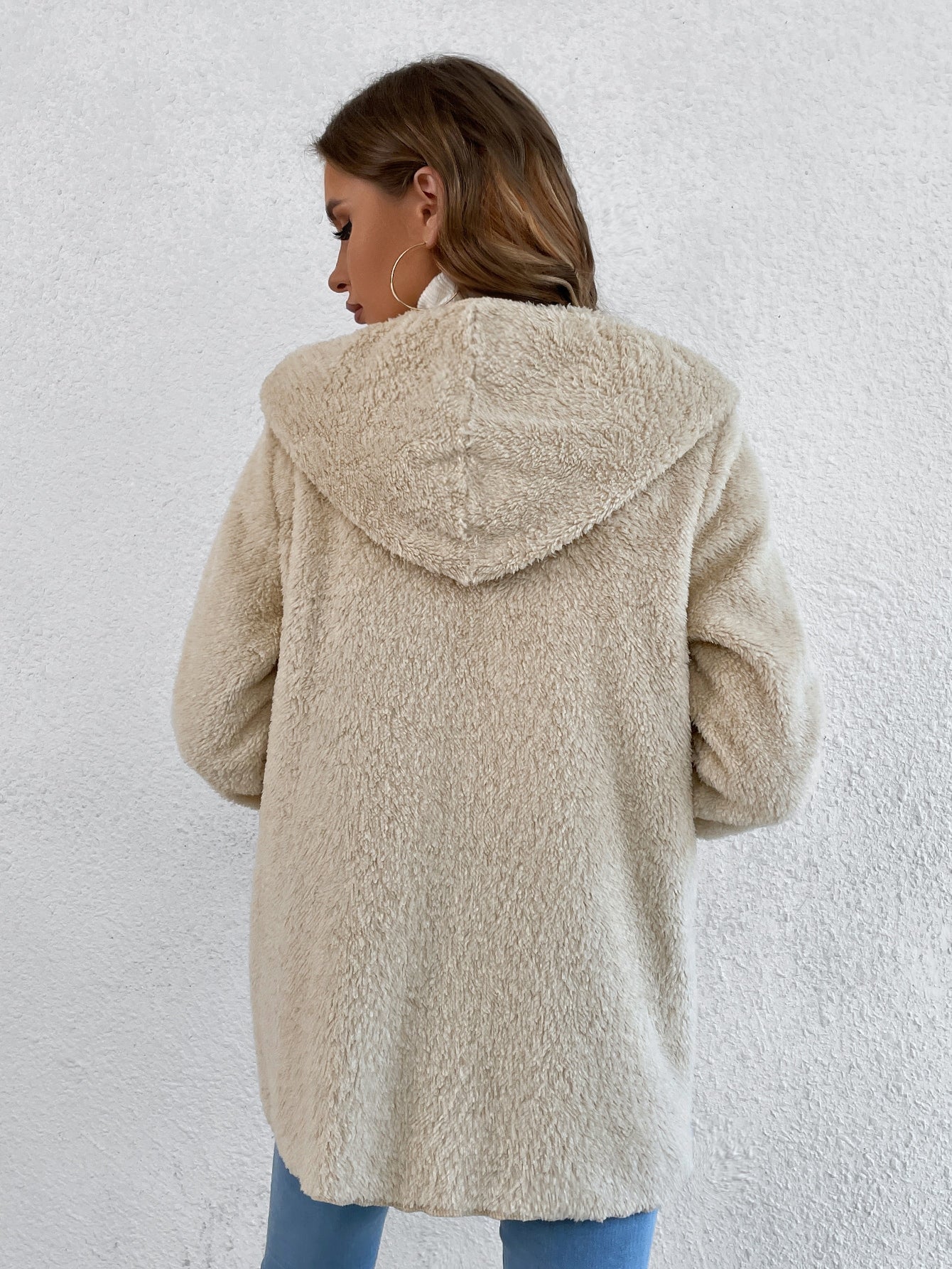 Dual Pocket Hooded Teddy Coat