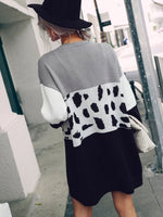 Graphic Pattern Colorblock Drop Shoulder Cardigan