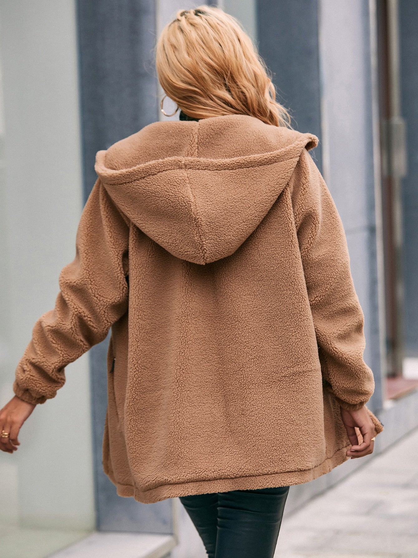 Zip Up Hooded Teddy Coat