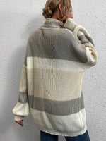 Turtleneck Color Block Drop Shoulder Sweater