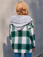 Plaid Drop Shoulder Drawstring Hooded Overcoat