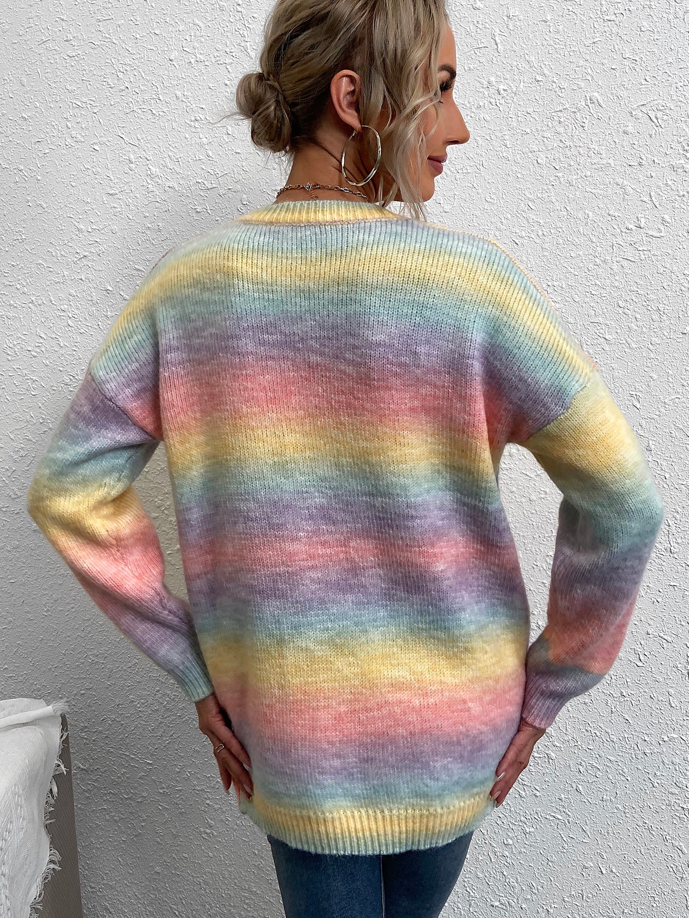 Ombre Drop Shoulder Sweater